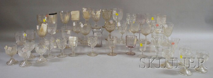 Appraisal: Forty-three Colorless Pressed Glass Wines Goblets and Celeries wines include