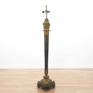 Appraisal: Napoleon III bronze marble fasces floor lamp Napoleon III bronze