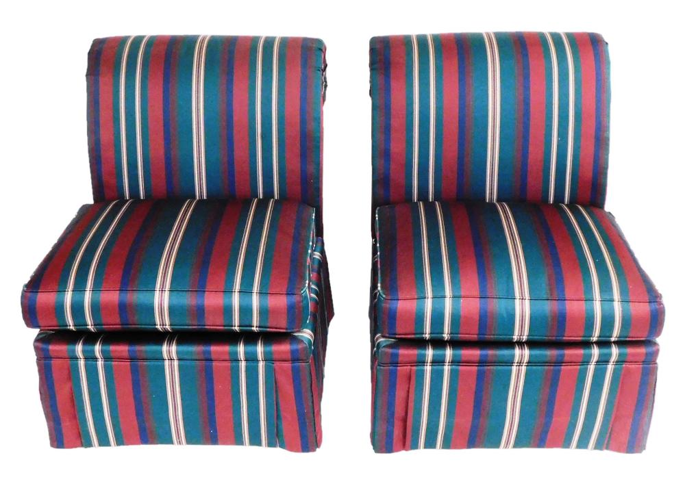 Appraisal: Pair of contemporary upholstered side chairs in deep red green