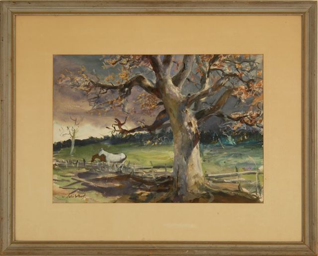 Appraisal: JOHN WHORFAmerican - Landscape with horses Signed and dated lower