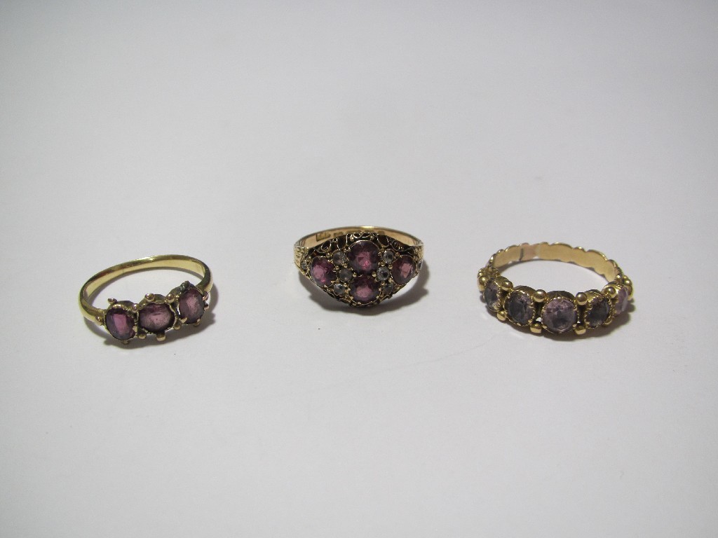 Appraisal: A Victorian ct gold garnet and gem cluster ring Birmingham