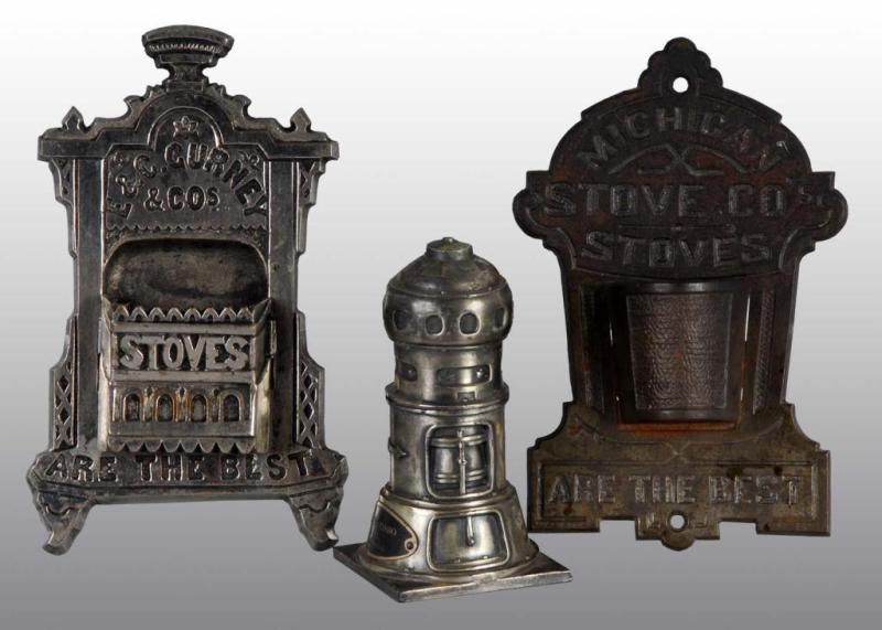 Appraisal: Lot of Cast Iron Match Vesta Holders Description Advertisting for