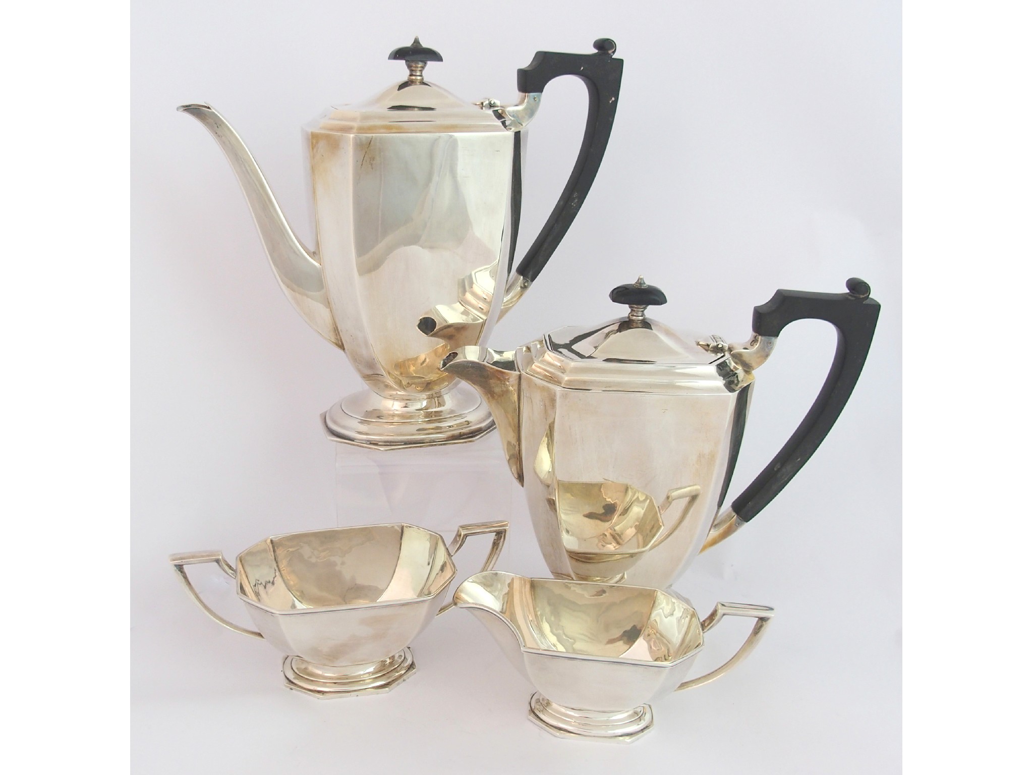 Appraisal: A four piece silver tea serviceby James Carr Birmingham of