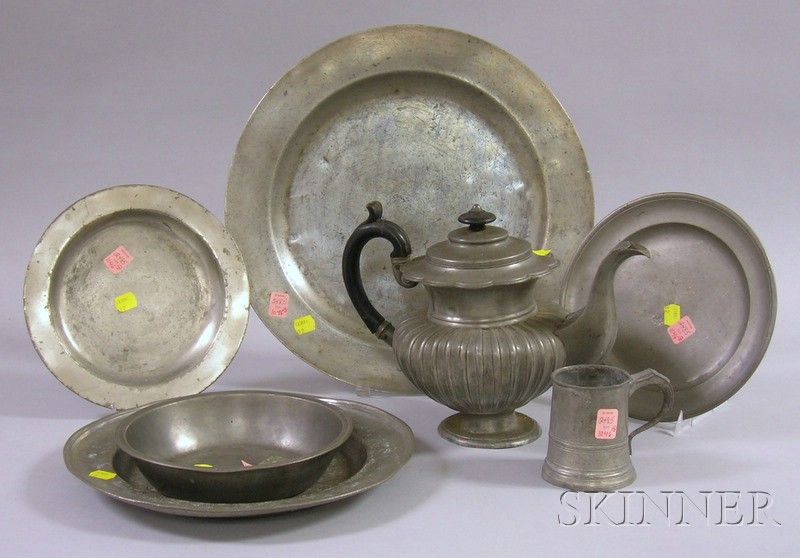 Appraisal: Seven Pieces of Assorted Pewter Tableware a James Dixon Son