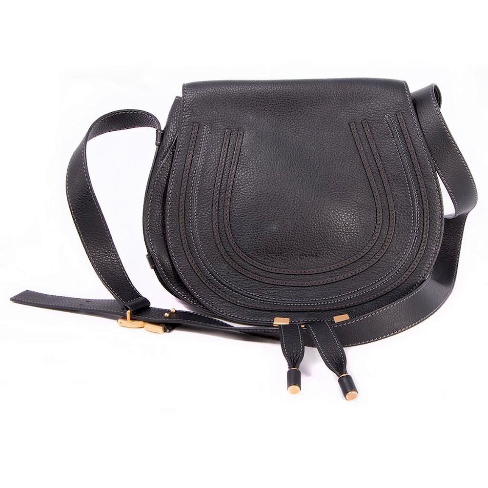 Appraisal: Chloe Marcie Saddle Bag black leather with gold tone hardware