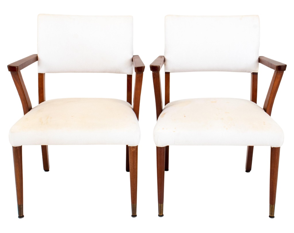 Appraisal: MID-CENTURY MODERN WOODEN ARMCHAIRS PAIR Pair of Mid-Century Modern hardwood