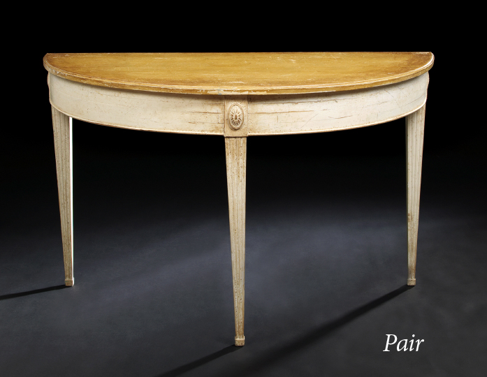 Appraisal: Pair of George III-Style Polychromed Side Tables th century in