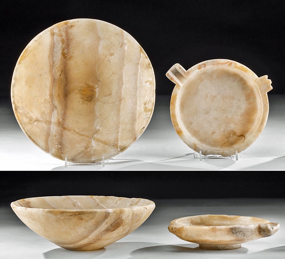 Appraisal: Lot of Large Bactrian Alabaster Offering Dishes Ancient Central Asia