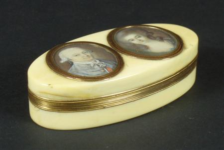 Appraisal: A late th century gold and ivory box inset with