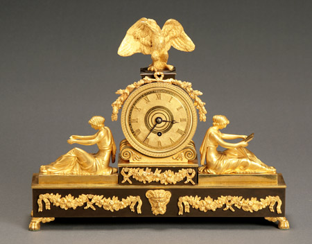 Appraisal: Empire Style Ormolu and Bronze Figural Mantel Clock Late th