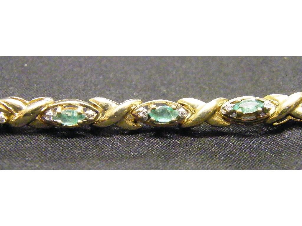 Appraisal: ct diamond and green gem set bracelet gm