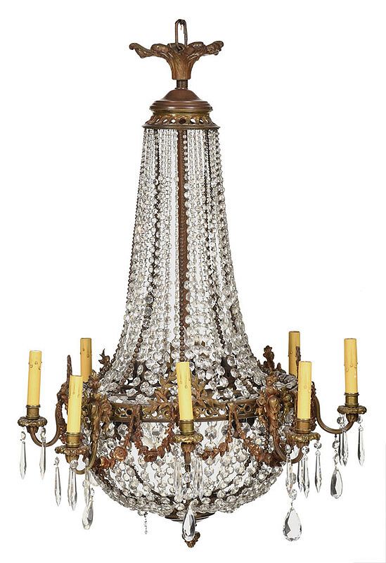 Appraisal: Louis XVI Style Eight Light Chandelier th century bronze with