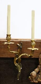 Appraisal: Pair of gilt bronze Rococo style wall sconces Pair of