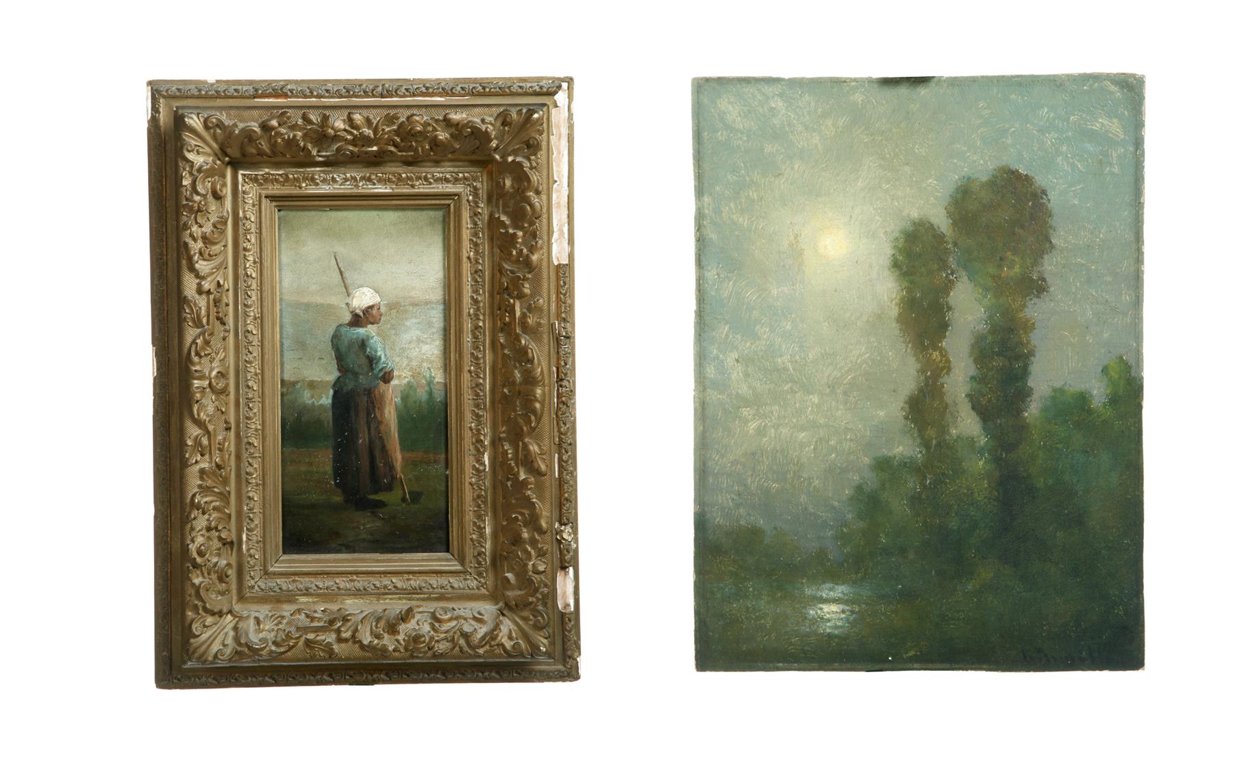 Appraisal: TWO PAINTINGS AMERICAN SCHOOL LATE TH CENTURY Oil on artist