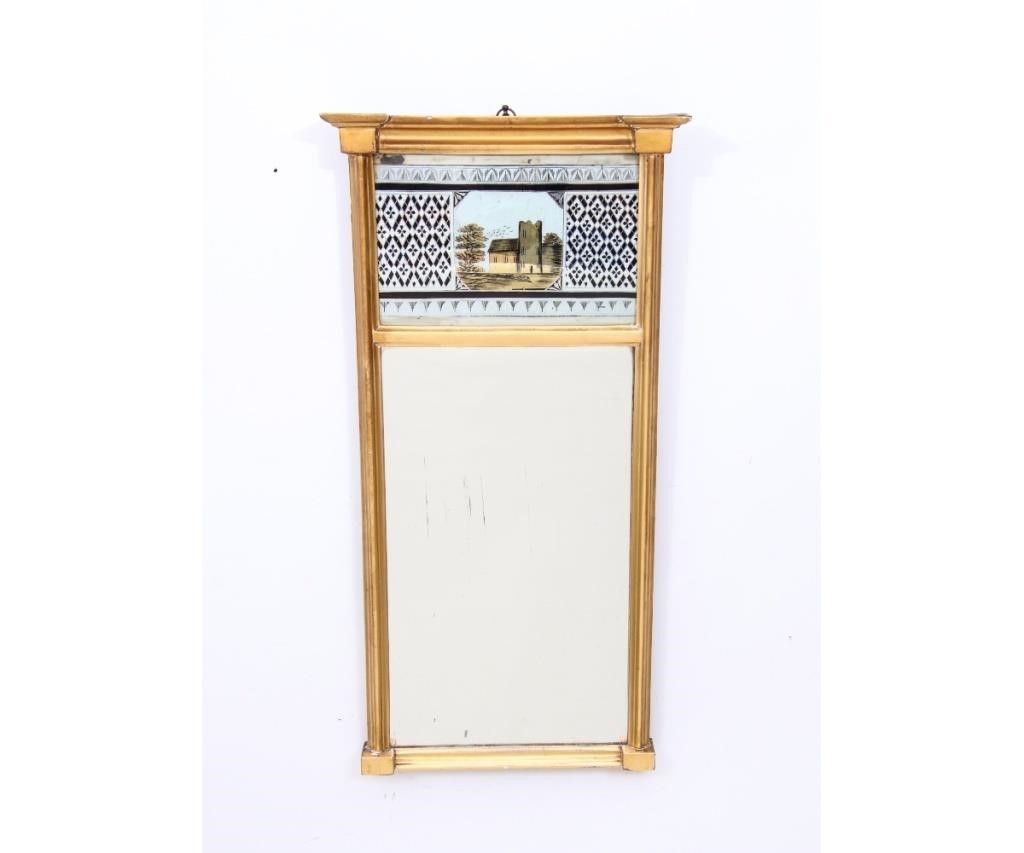 Appraisal: Sheraton gilt mirror circa with reverse eglomise panel h x