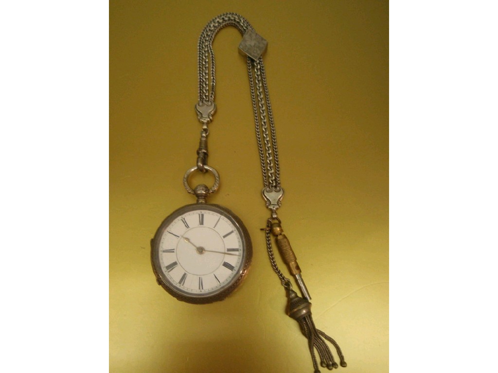 Appraisal: A Victorian silver cased open faced pocket watch with enamelled