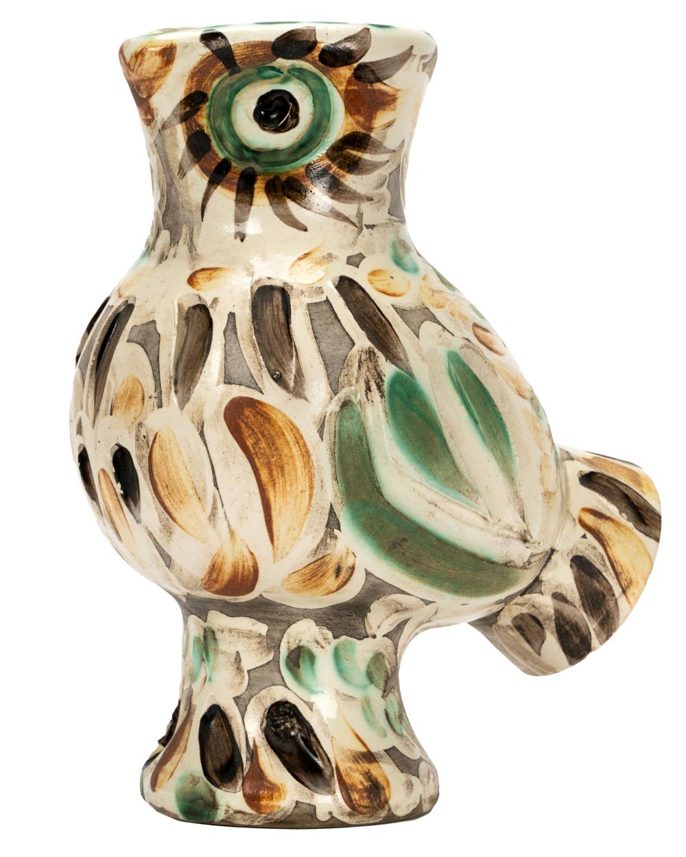 Appraisal: PABLO PICASSO CHOUETTEWood Owl France glazed earthenware numbered 'Madoura Plein