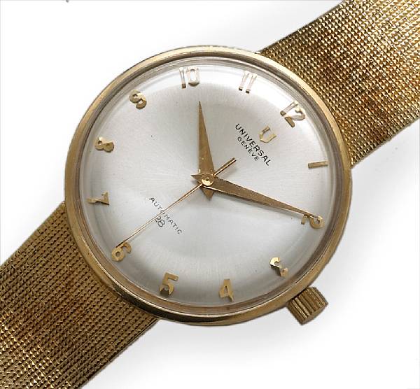 Appraisal: A fourteen karat gold self-winding bracelet wristwatch Universal Geneve Automatic