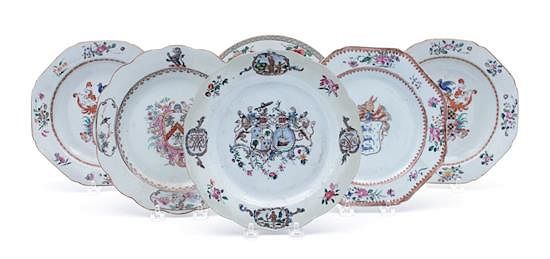 Appraisal: Six Chinese Export Porcelain Armorial Plates Six Chinese Export Porcelain