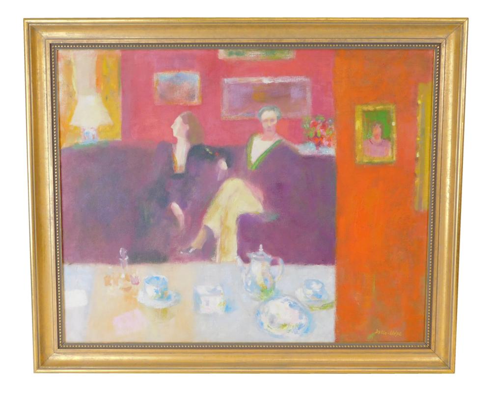 Appraisal: Ralph Della-Volpe American b Conversation After Dinner oil on canvas