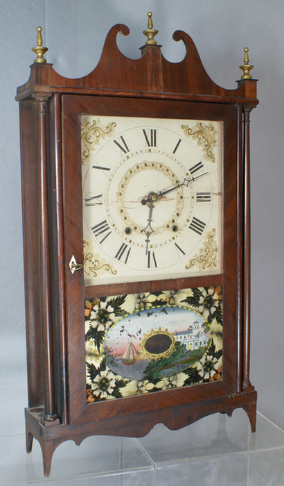 Appraisal: Chauncey Ives mahogany pillar and scroll shelf clock h feet