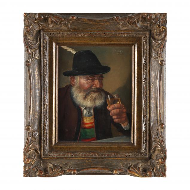 Appraisal: FRITZ M LLER GERMAN - TYROLEAN MAN WITH BEER Oil