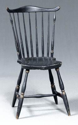 Appraisal: Black painted Windsor side chair yoke crest and spindle back