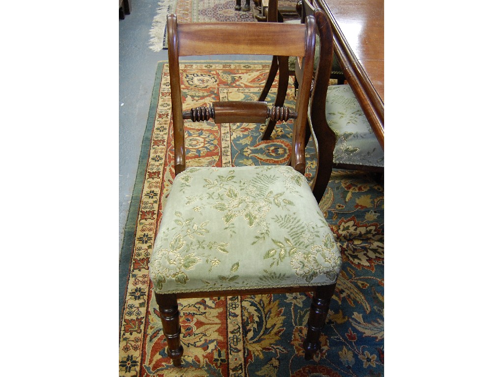 Appraisal: A set of eight Victorian mahogany dining chairs having over-stuffed