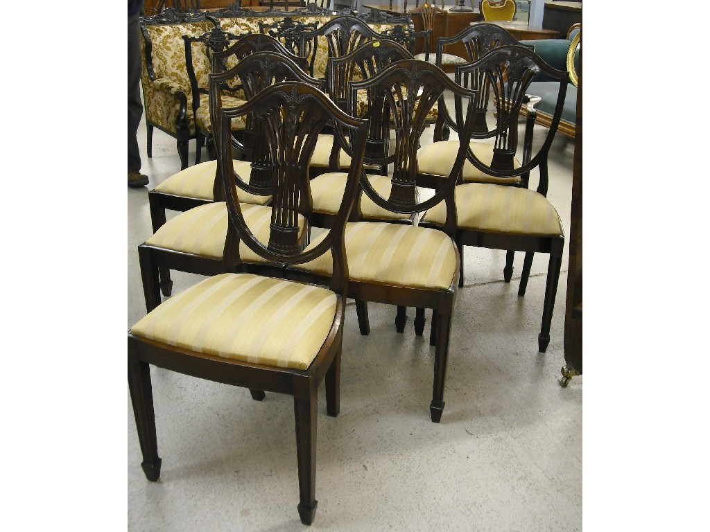 Appraisal: Good set of eight Hepplewhite style mahogany dining chairs six