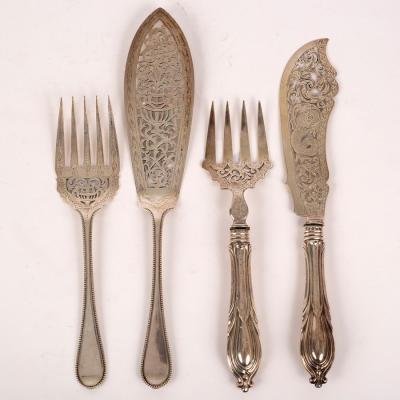 Appraisal: A Victorian silver fish slice and fork George Unite Birmingham