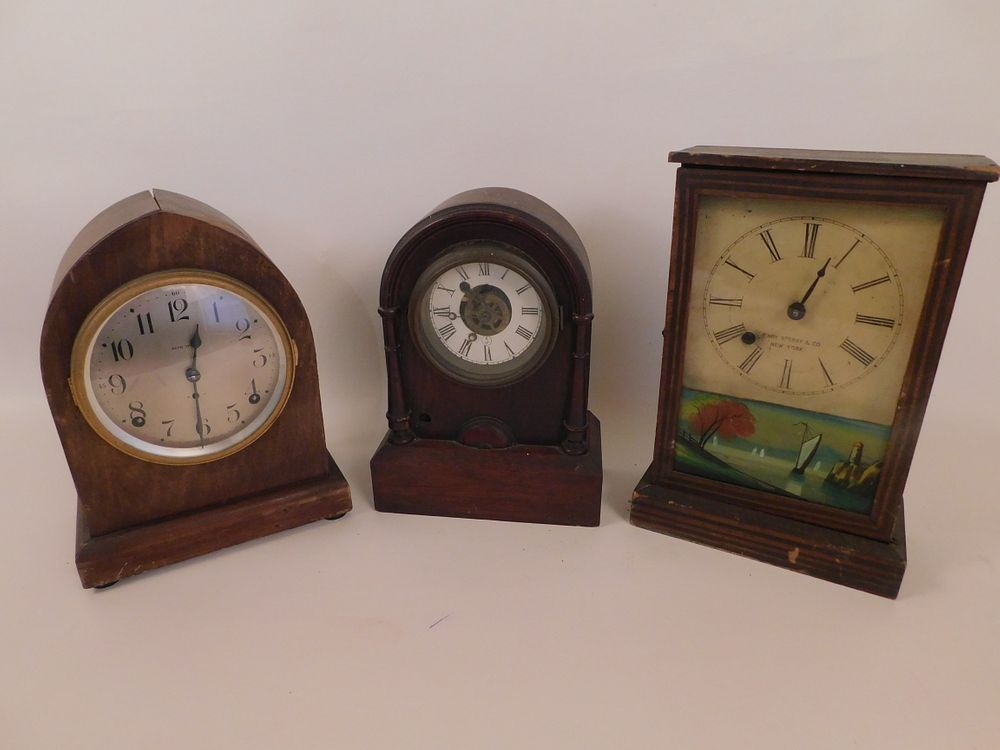 Appraisal: ANTIQUE SHELF CLOCKS Lot of antique shelf clocks to in