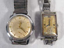 Appraisal: A rectangular steel Omega gents wrist watch circa together with