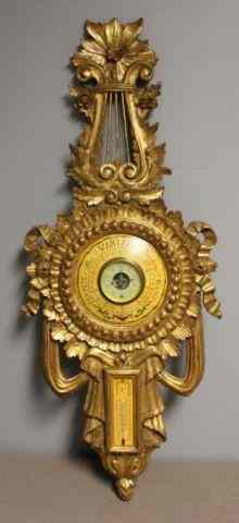 Appraisal: Giltwood French Barometer From a Larchmont NY estate Dimensions ''