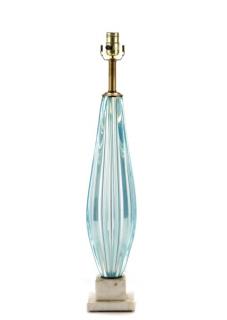 Appraisal: Seguso Blue Murano Glass Marble Table Lamp Attributed to Seguso