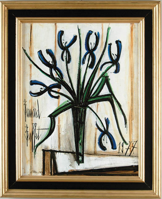 Appraisal: BERNARD BUFFET French - IRIS BLEUS SAUR UN VERRE Outstanding