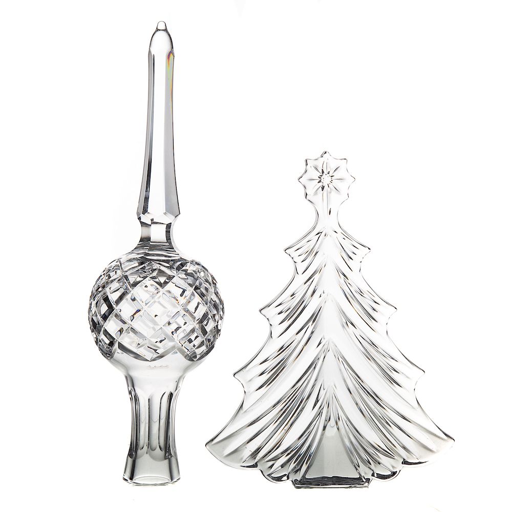 Appraisal: Two Waterford Crystal Christmas Decorations Spherical tree topper with original