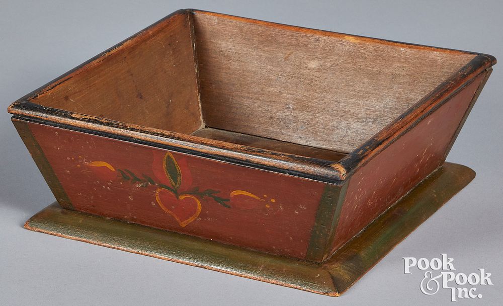 Appraisal: Painted poplar apple box th c Painted poplar apple box