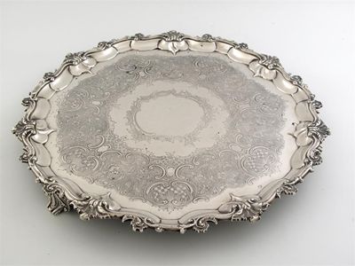 Appraisal: A George III salver later decorated and re-bordered the reverse