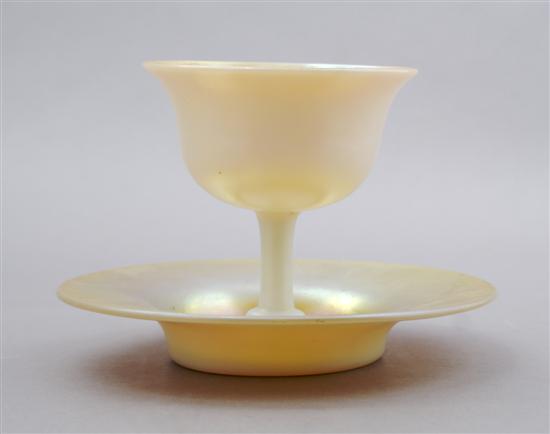 Appraisal: A Steuben Aurene Glass Sherbet and Underplate Height overall inches