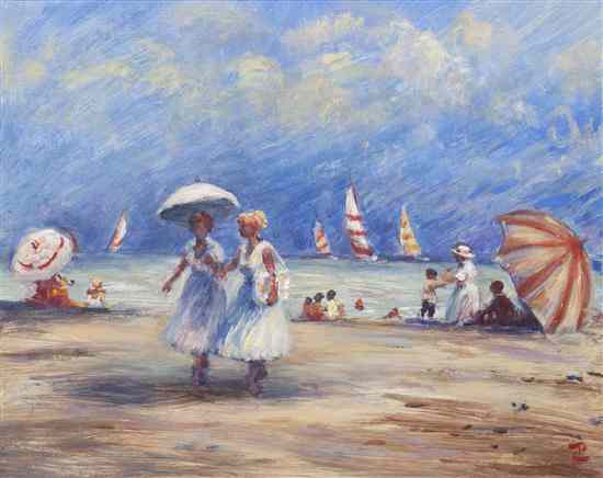 Appraisal: Philip A Corley American b Ladies at the Beach oil