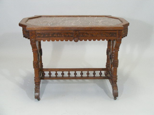 Appraisal: Victorian Marble Top Center Table transitional Renaissance Revival Victorian center