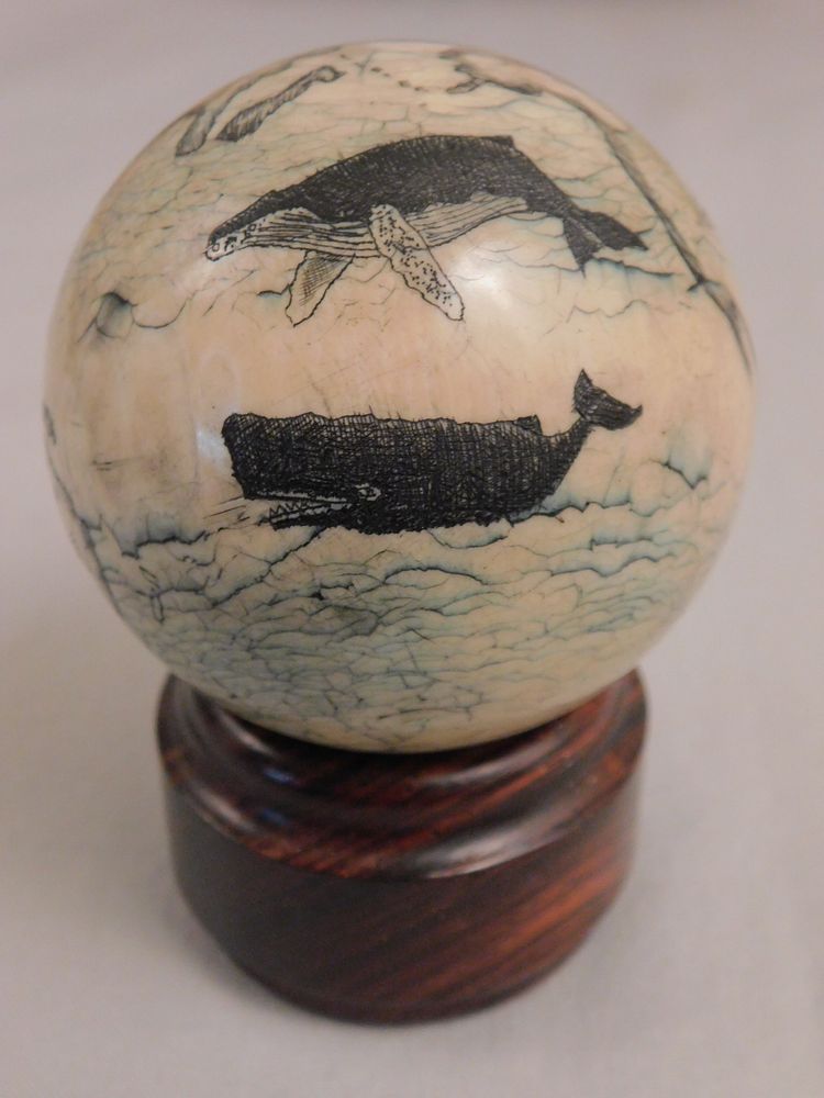 Appraisal: SCRIMSHAW TOOTH OF GLOBE Fine scrimshaw whale tooth globe of