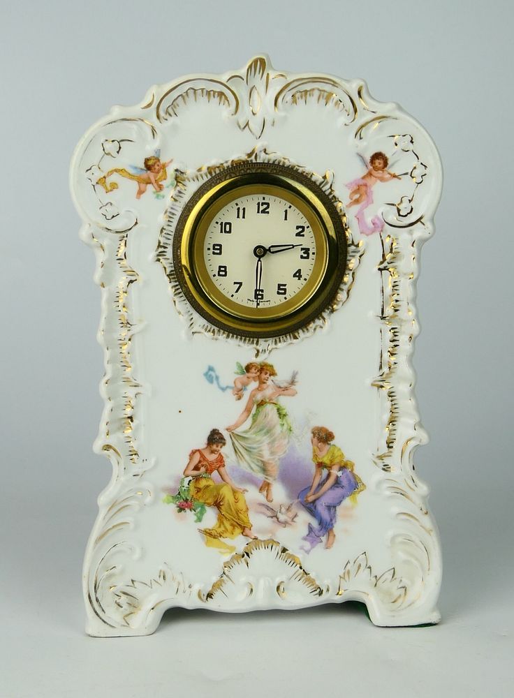 Appraisal: AUSTRIAN VICTORIA PORCELAIN DECORATED CLOCK Measures tall and wide Condition