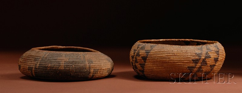 Appraisal: Two Coiled California Basketry Bowls c the Pomo with cross