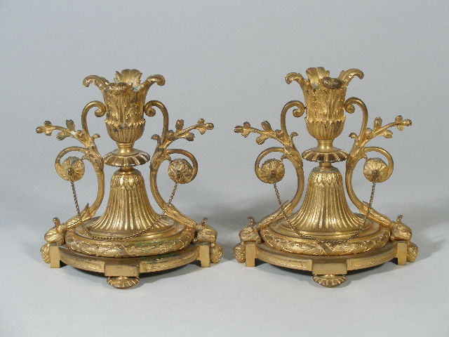 Appraisal: Pair of Rococo Style Candlesticks gold-tone metal c well defined