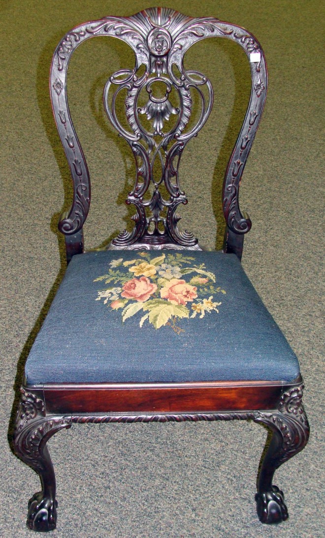 Appraisal: George III Style Mahogany Needlepoint Upholstered Side Chair