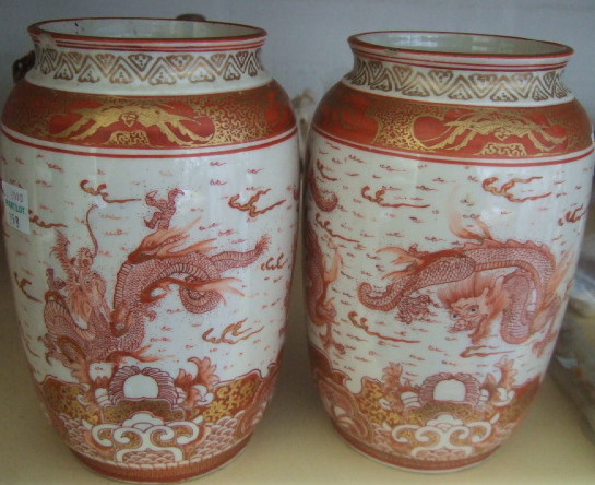 Appraisal: A pair of Japanese Kutani vases Meiji period - of