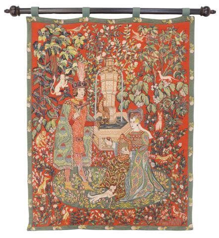 Appraisal: Machine-woven jacquard tapestry Le Roman de la Rose Anne-Roland Aknin