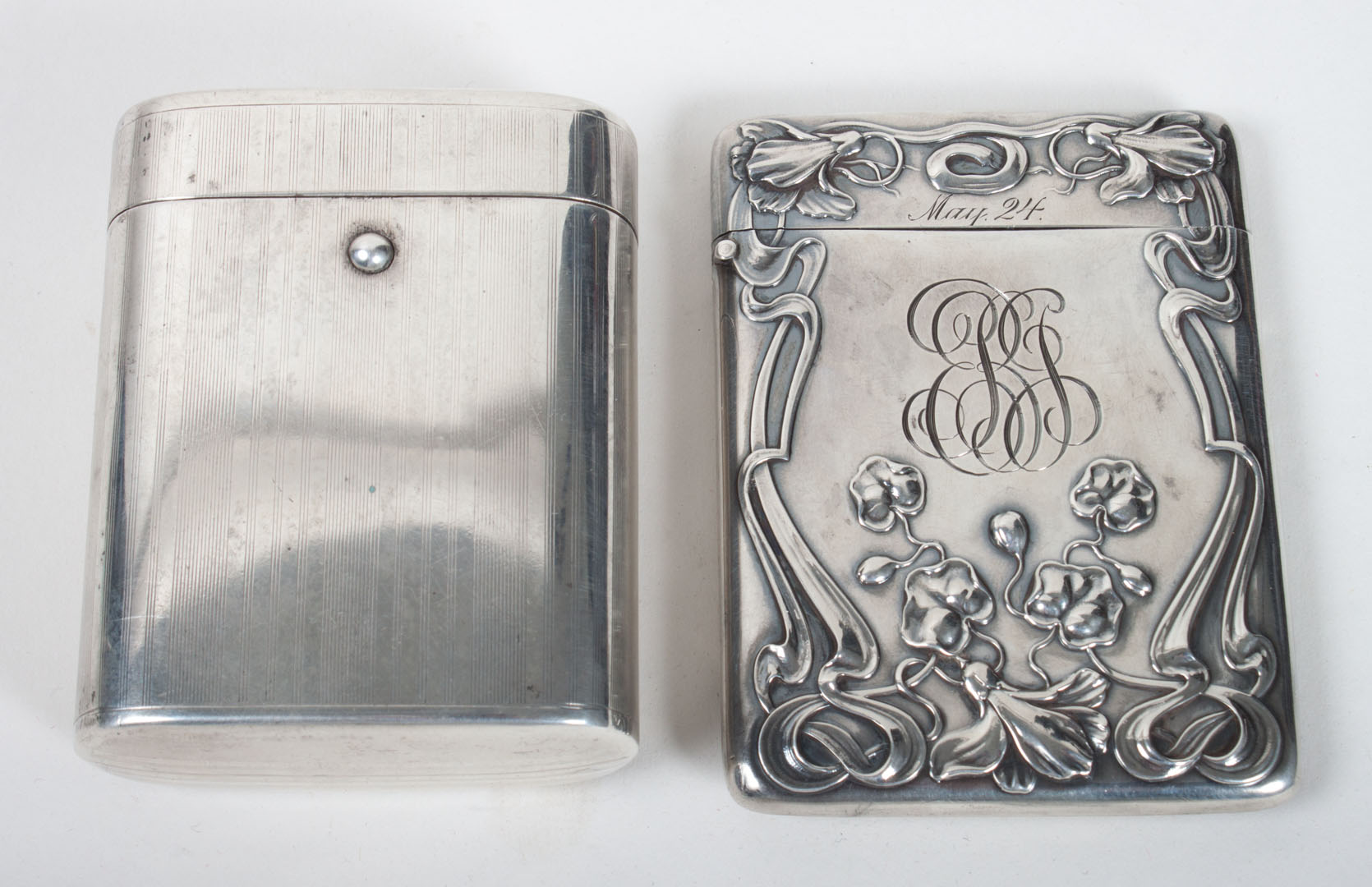 Appraisal: Two R Blackinton sterling cigarette cases ozt Condition One with