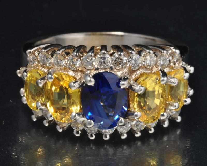 Appraisal: K W Gold Diamond Sapphire Ring Description Diamonds ctw Sapphires